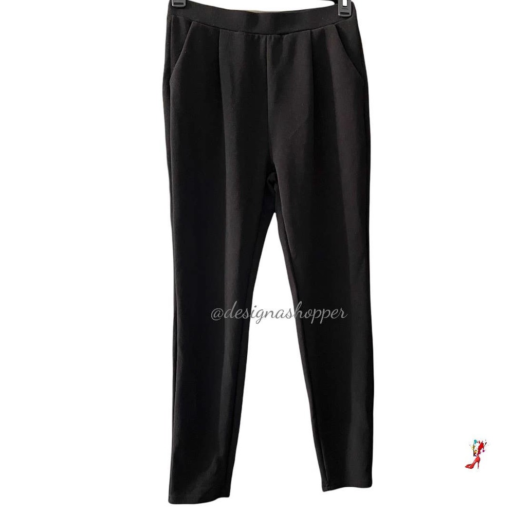 Shein Black Textured Pants with tapered Legs Size Large